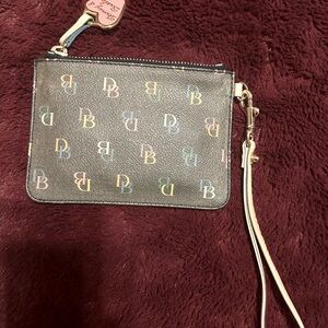 Dooney & Bourke Dark Greenish black Clutch with Gold Accents